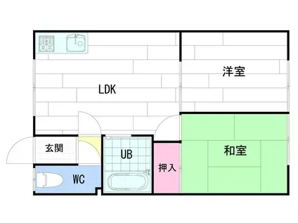 リビエール美園(2DK/3階)の間取り写真