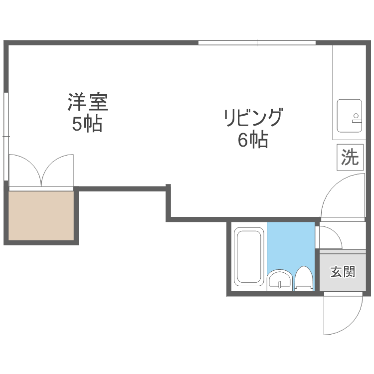 ノースコート白石(1DK/4階)の間取り写真