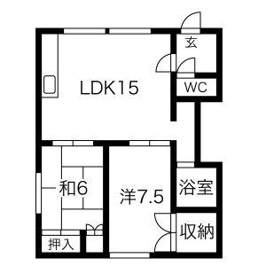 サンピアFUJINO(2LDK/1階)の間取り写真