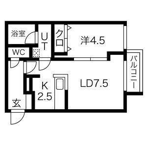 フェリシアコート(1LDK/4階)の間取り写真