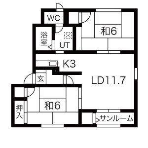 メイユール澄川N(2LDK/1階)の間取り写真