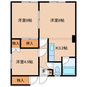 コーポよしだB(2LDK/2階)の間取り写真