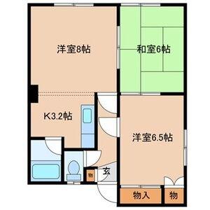 コーポよしだB(2LDK/1階)の間取り写真