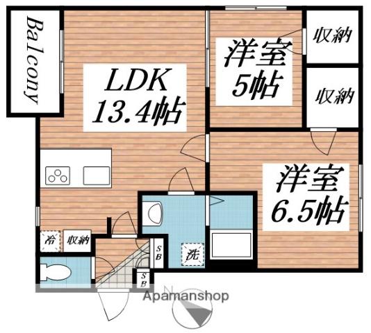月寒イースト(2LDK/5階)の間取り写真