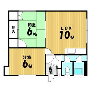 岩崎マンション(2LDK/1階)の間取り写真