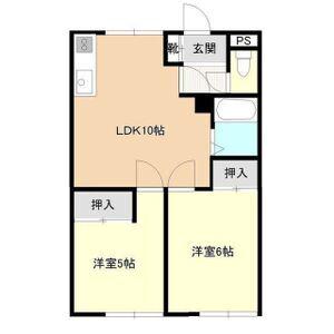 マンションやすらぎ(2LDK/1階)の間取り写真