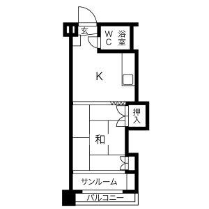 平岸ロイヤルハイツ(1DK/4階)の間取り写真