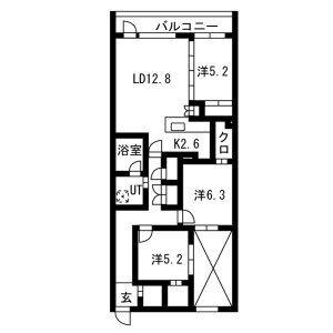 PRIME COURT LA FORET 平岸プライムコートラ(3LDK/2階)の間取り写真