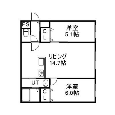 ASK・PALACEⅢ(2LDK/2階)の間取り写真