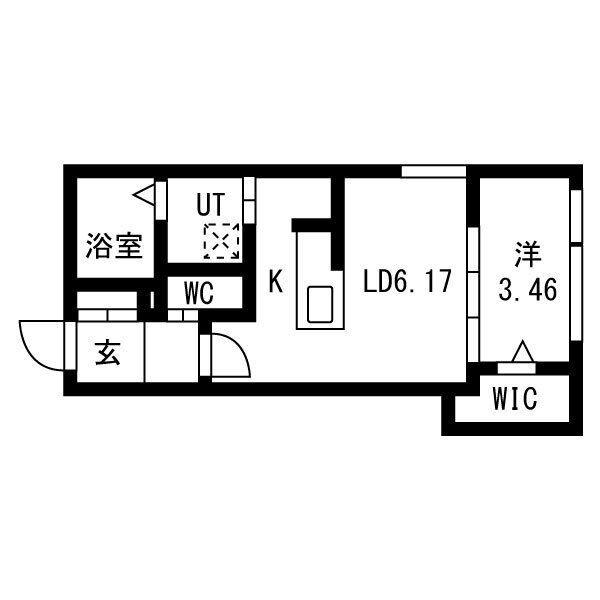 URBAN FLATS 中の島(1LDK/4階)の間取り写真