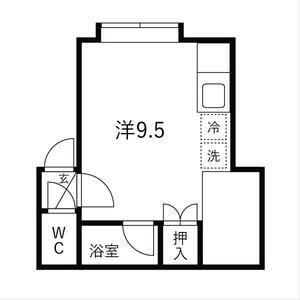 ルミエール川沿B(ワンルーム/1階)の間取り写真