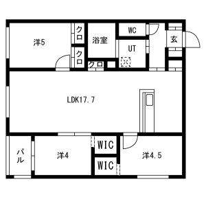 インフィニト月寒中央コート(3LDK/4階)の間取り写真