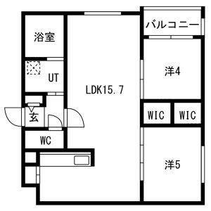 インフィニト月寒中央コート(2LDK/2階)の間取り写真