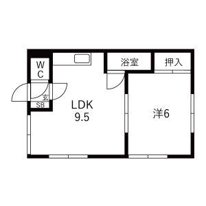 ハイツ渡辺B(1DK/2階)の間取り写真