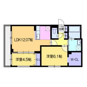 ヴォヤージュ菊水(2LDK/1階)の間取り写真