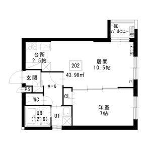 ノヴァ白石ーⅡ(1LDK/2階)の間取り写真