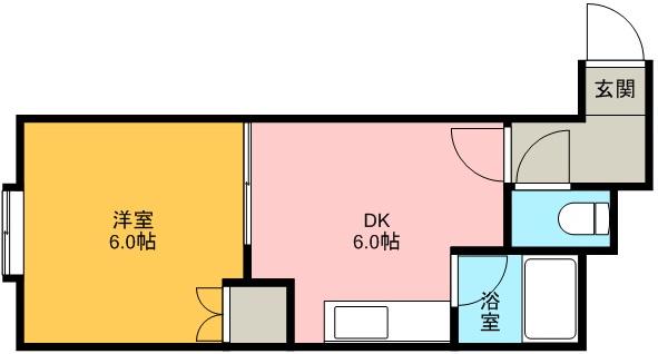 アーバンコート中の島A(1DK/3階)の間取り写真