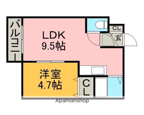 ブローニュ澄川(1LDK/3階)の間取り写真