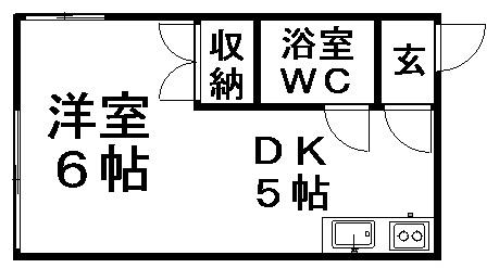シティハイツ1315(1DK/2階)の間取り写真