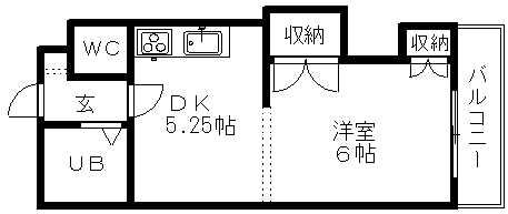 エンドレス三井西岡(1DK/1階)の間取り写真