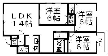 ハイツブラウンⅢ(3LDK/2階)の間取り写真