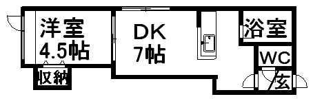 アーバンコート南郷ⅢA(1DK/2階)の間取り写真