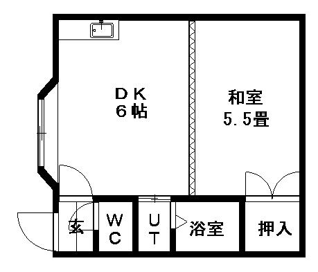 おおともマンション(1DK/2階)の間取り写真