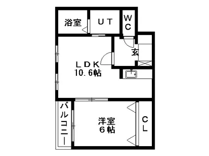 ラルゴレジデンス(1LDK/1階)の間取り写真