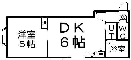 ヴィルヌーブ澄川(1DK/3階)の間取り写真