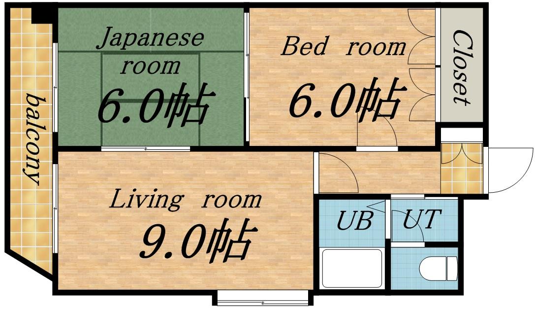 ノースビレッジ本江(2DK/10階)の間取り写真