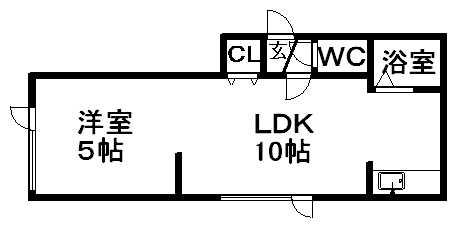 キラメック円山表参道Ⅱ(1DK/2階)の間取り写真