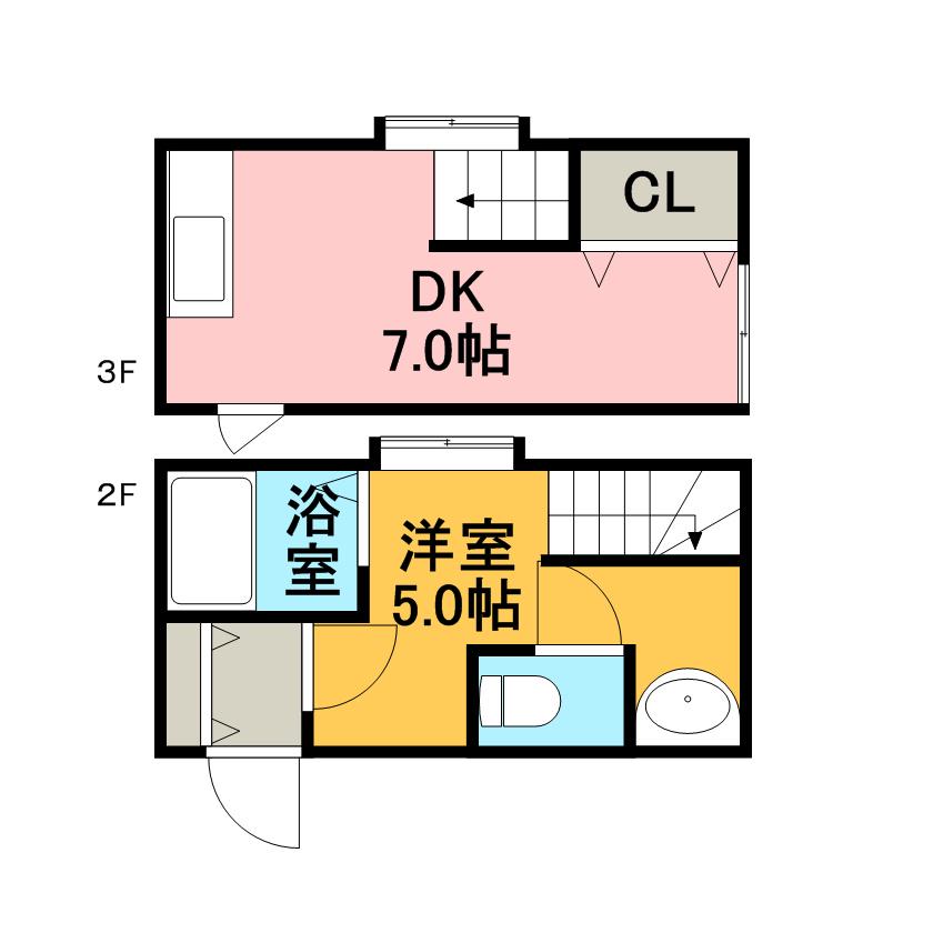 メゾンド真駒内(1DK/2階)の間取り写真