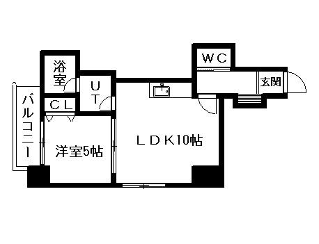 AZZURRI GARDEN 山鼻(1DK/8階)の間取り写真