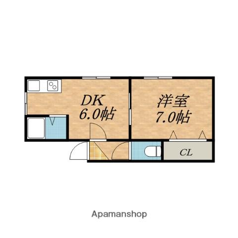 ピュアパレス(1DK/2階)の間取り写真