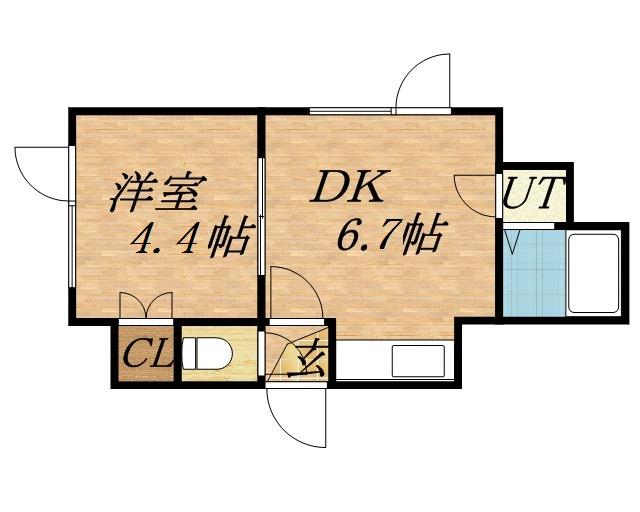 メトロサイドパレス南郷通(1DK/1階)の間取り写真