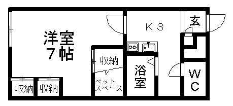 レオパレススカイヒル藻岩(1K/2階)の間取り写真