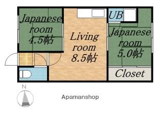 第1三井アパート(2DK/2階)の間取り写真
