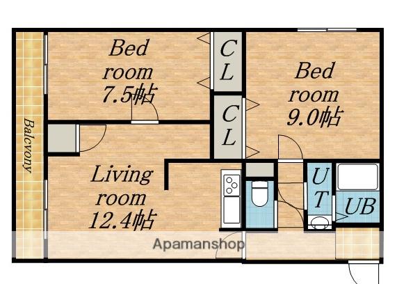 メゾンアップル(2LDK/5階)の間取り写真