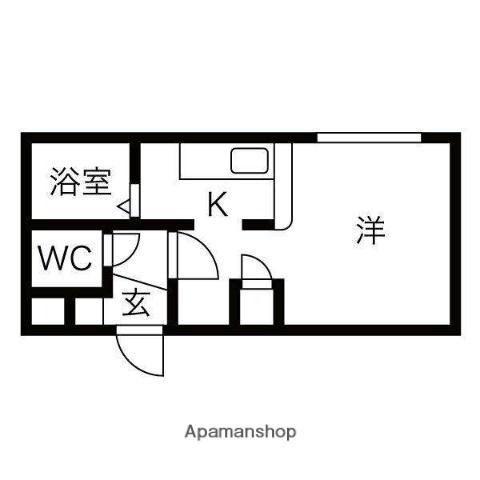 ステュディオ北12条(1K/1階)の間取り写真