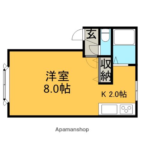 ワイズあいの里(1K/1階)の間取り写真