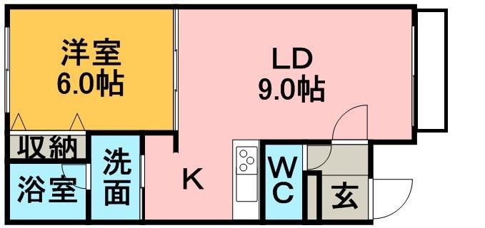 ウエストコート福住(1LDK/3階)の間取り写真