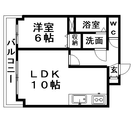 KISS INN 12(1LDK/1階)の間取り写真