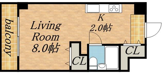 メゾンドブーケ円山(1K/2階)の間取り写真