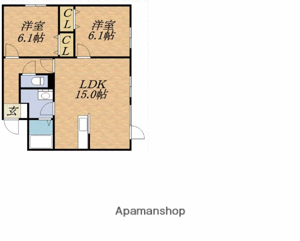 パレス遠藤(2LDK/1階)の間取り写真