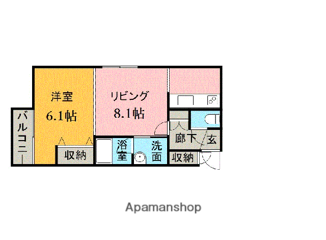 スカイコートK(1LDK/8階)の間取り写真