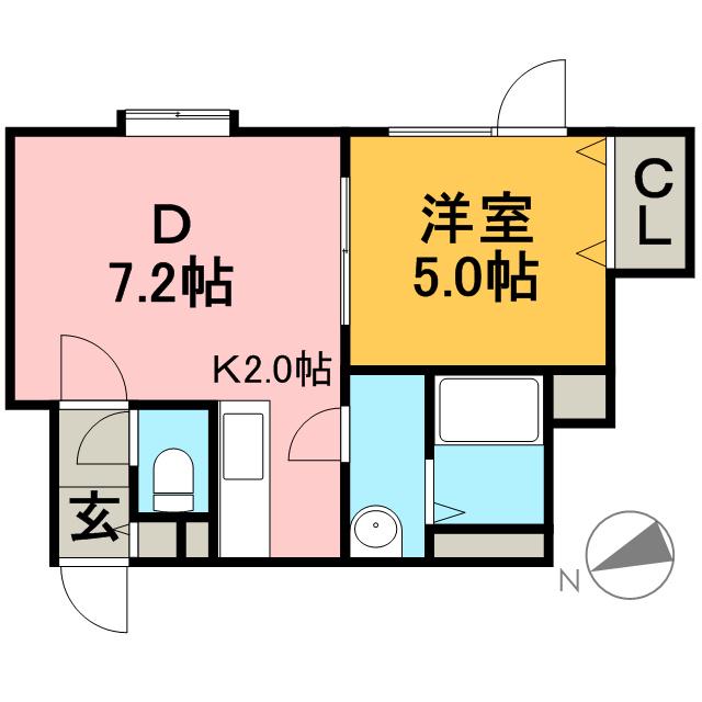 ウィングS&A(1LDK/2階)の間取り写真
