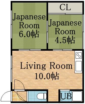 コーポK&Y(2DK/2階)の間取り写真