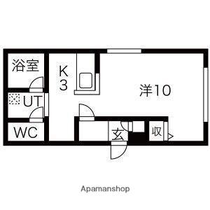 FLAT SHORE(1K/3階)の間取り写真