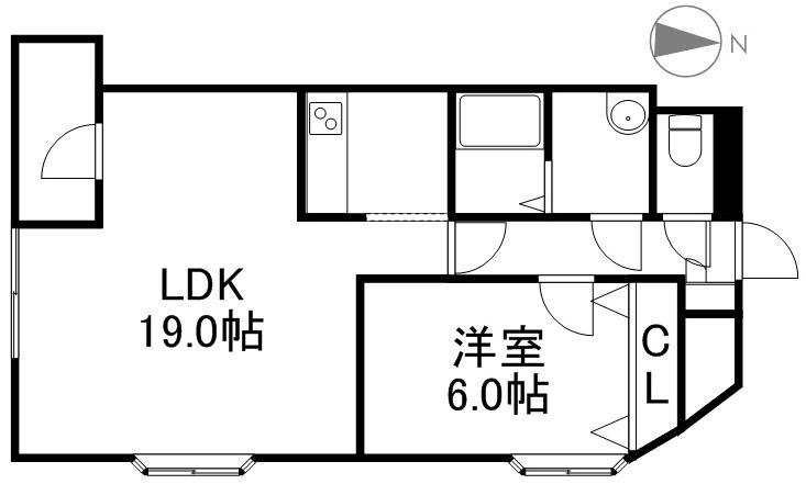 第18ふじい宅建ビル(1LDK/5階)の間取り写真