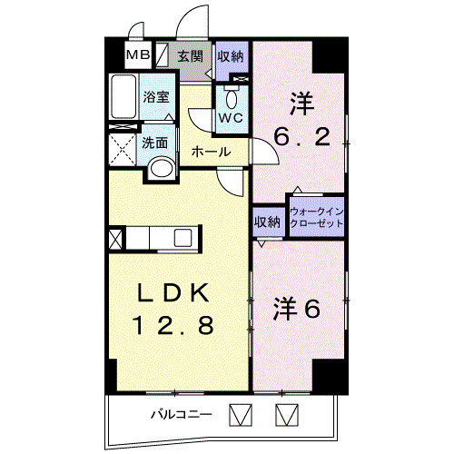 ART白石(2LDK/6階)の間取り写真